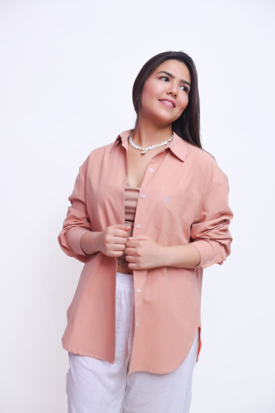 Chemise femme oversize Saumon – Coupe fluide & élégante