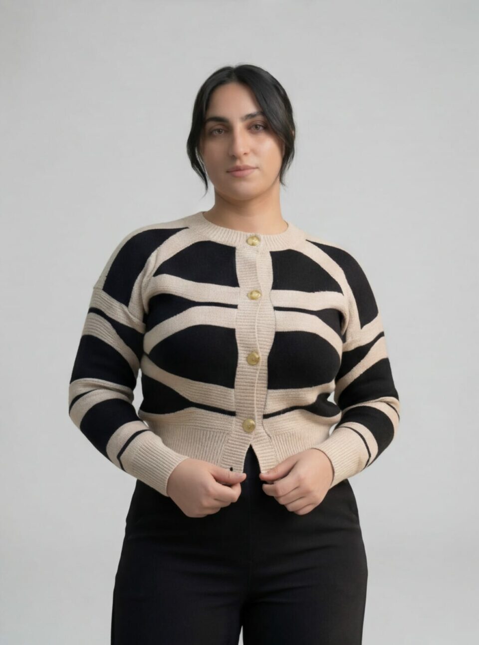 Gilet Cardigan bicolore Noir & Crème